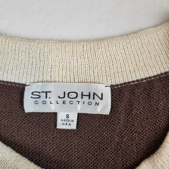 St John collection knit Crème And Brown Dress. Sz S - Picture 5 of 9